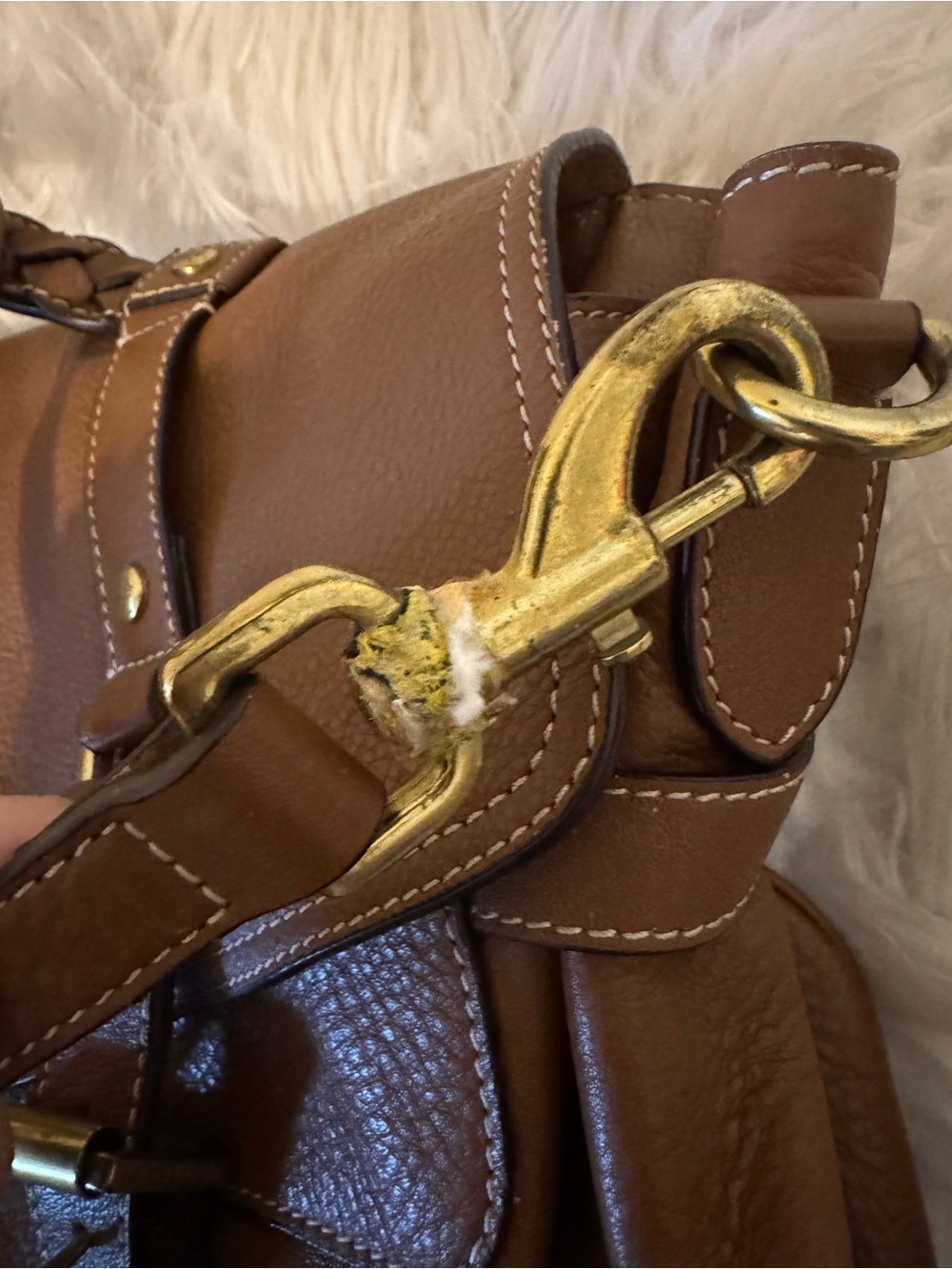 Mulberry Brown Leather Satchel with Gold Hardware - Picture 3 of 13